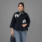 شومیز مشکی دوگل خوشه زنانه